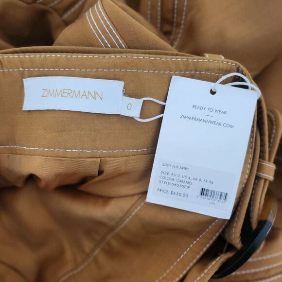 RARE! Zimmermann Ninety Six Zippy Safari Flip Skirt Size 0 XS b131 - Picture 4 of 16